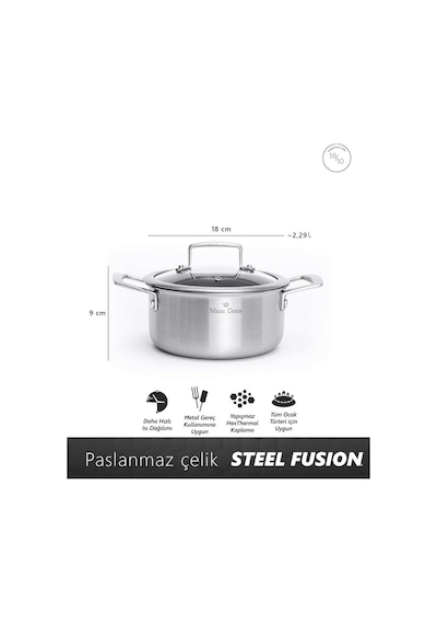 Maxx Doria Steel Fusion Jr 6 Parça Tencere Takımı Pa3040 Gri
