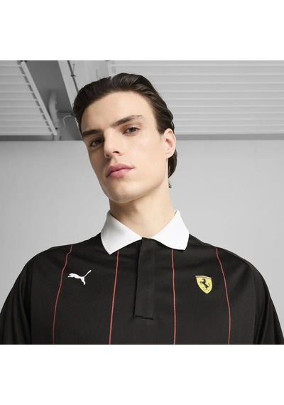Puma Ferrari Race Jersey Ls Polo Siyah Erkek Polo T-shirt