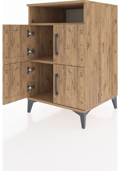 Kronos Komodin 2 Raflı 4 Kapaklı 60x59x96 Çam-çam Atlas Çam