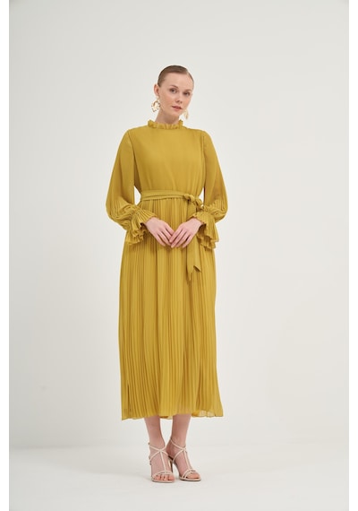 FTZ Women Ftz Plise Şifon Elbise Kivi 31019 Kivi Yeşil