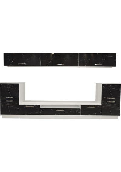 Decoraktiv Trendstyle 9 Mdf Tv Ünitesi Tv Sehpası Beyaz - Siyah Mermer