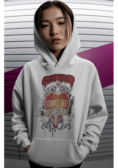 Sevbano Alice Cooper Rock Metal Şarkıcı Sırt Baskılı Unisex Oversize Prem beyaz