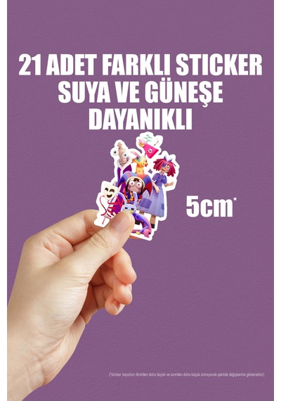The Amazing Digital Circus Telefon Laptop Bullet Journal Yapışkanlı Folyo Sticker Paketi 21adet Çok Renkli