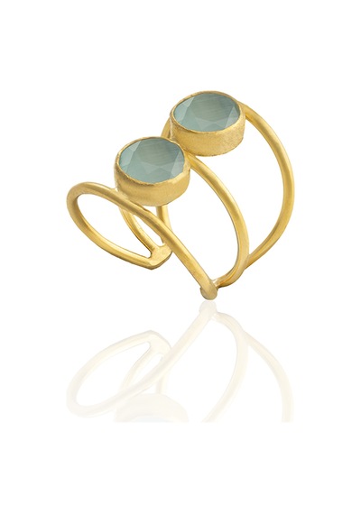 Kadir Jewellery 22 Ayar Altın Kaplama Kadın Zirkon Taşlı Yüzük Açık Mavi 18759422