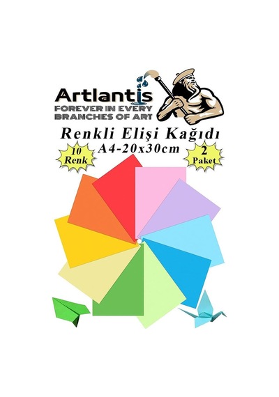 Artlantis Elişi Kağıdı A4 10 Renk 2 Paket El İşi Kağıdı 10 Lu Kreş Ana Sınıfı Okul Öncesi Sınıf Malzemesi