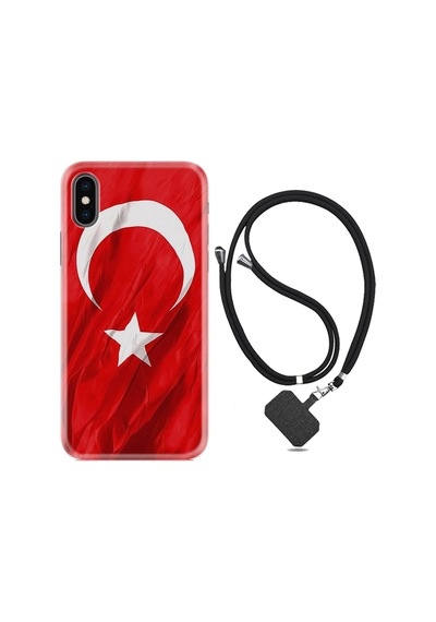 Apple Uyumlu iPhone XS Max Kılıf Boyun Askılı Şanlı Türk Bayrağı 4 1401