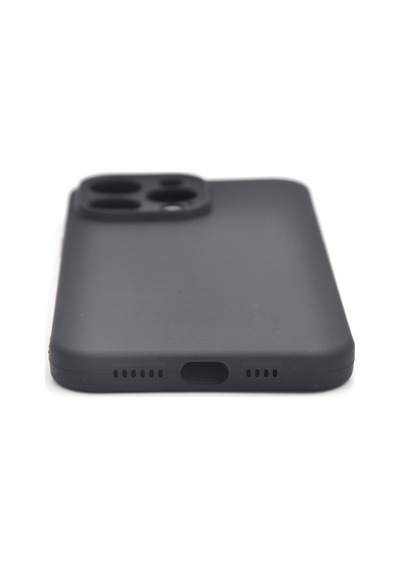 Apple Uyumlu iPhone 14 Pro Max Düz Renk Esnek Yumuşak Silikon Kılıf Rubber Siyah