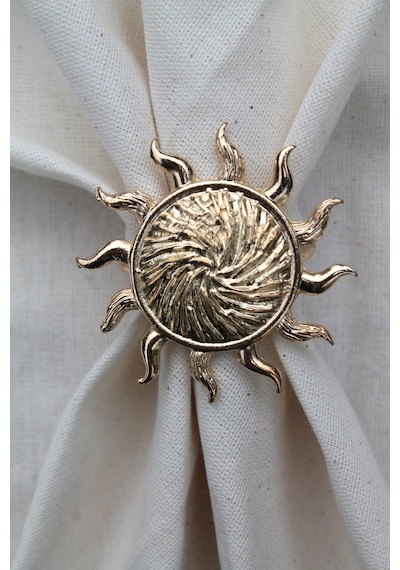 6 Adet Gold Güneş Metal Peçete Halkası - Napkin Ring M1