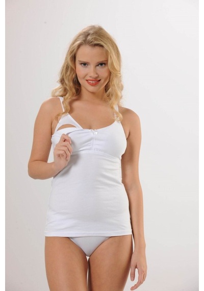 Hmd Underwear Kadın 3'lü Beyaz Askılı %100 Pamuk Emzirme Atleti & Rahat Doku Hmd2400-3 Beyaz