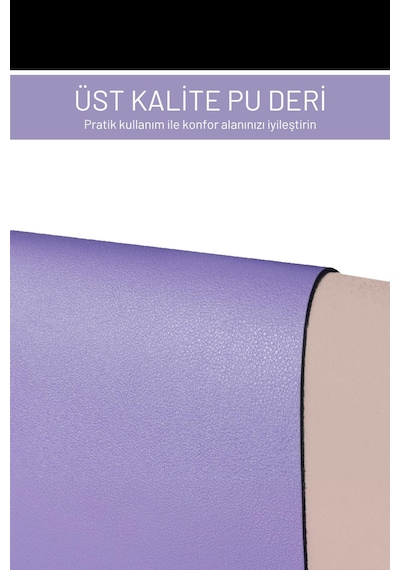 Lila Deri Mouse Pad Dikişli Kenar Çift Yönlü Kullanım Masa Matı Sümen 70x30 L Baskısız