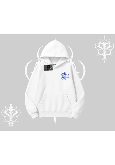 Kitti Sweet Mini Logo Baskılı Kapşonlu Crop Sweatshirt Beyaz