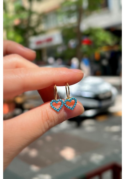 Gümüş Mavi Taşlı Kalp Model Çocuk Küpe İs78d1 Diğer