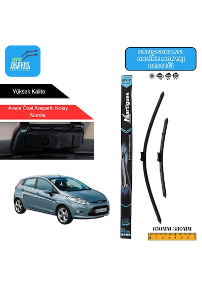 Ford Fıesta Vıı 2008 Araca Özel Uyumlu Ön Cam Silecek Takımı 650mm-380mm