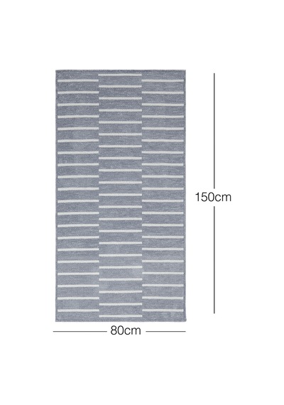 Ocean Home Textile Gri Renk Çizgi Desenli Şönil Halı Kilim 80 X 150 Cm