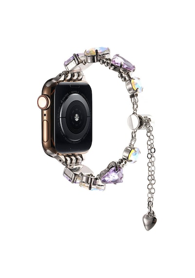 Apple Uyumlu Watch 44mm Zore Krd-115 Renkli Taş Tasarımlı Kordon-lila