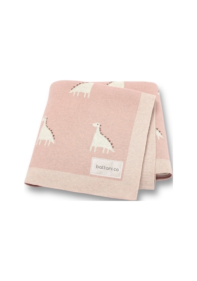 Kız Ve Erkek Bebek Için Triko Örgü Bebek Battaniyesi 85cm X85cm Pembe Dino Pembe3 Pembe3