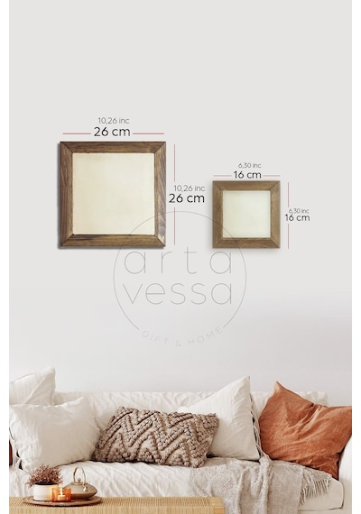 Artavessa Masif Ahşap Çerçeveli Taş Tablo Pano 26 x 26 cm - İslami Model 12