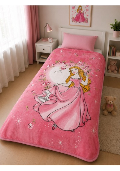 Aksu -prenses Gül- Tek Kişilik Çocuk Battaniye 155x215 Pembe