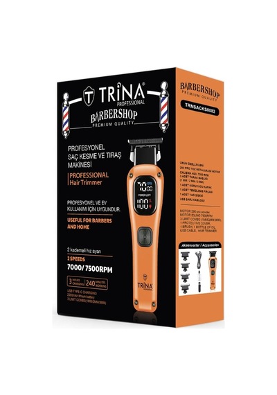 Trina Professional Saç Kesme Ve Tıraş Makinesi Turuncu
