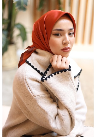 Silk Home Düz Micro Saten Eşarp 28011-13 Bakır