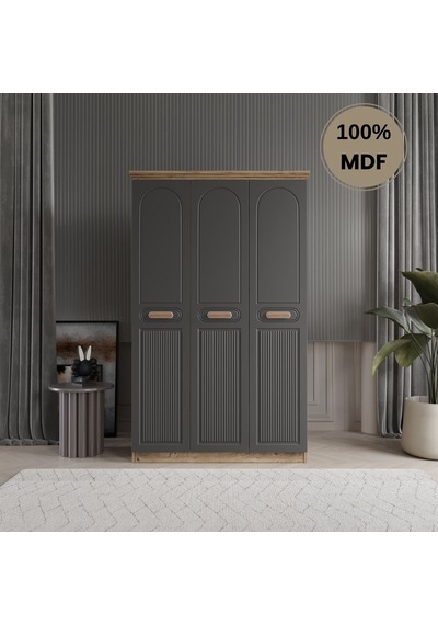 Pera 3 Kapak Mdf Gardırop Antrasit