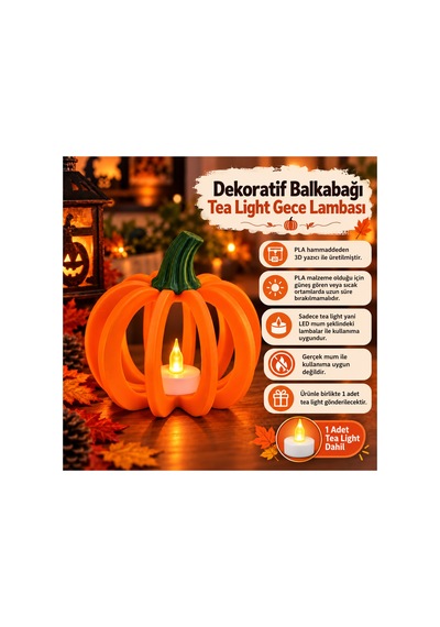 Halloween Cadılar Bayramı Balkabağı Led Tea Light Gece Lambası Dekoratif Balkabağı Masa Lambası Turuncu - Yeşil Turuncu - Yeşil