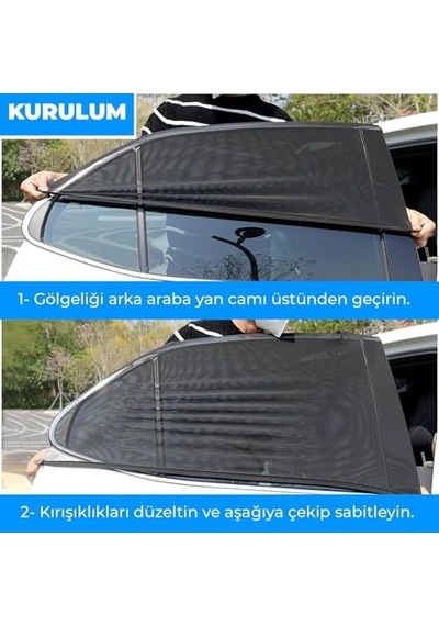 1 Adet Paket Araba Yan Cam Perdesi, Oto Perde, Otomobil Yan Cam Güneşliği Sineklik, Araç İçi Arka Cam Güneşlik, Diğer