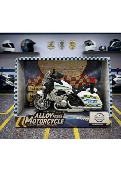 Çek Bırak 1:12 Ölçekli Sesli Ve Işıklı Polis Motosikleti - 15 Cm Oyuncak Motor Beyaz Beyaz