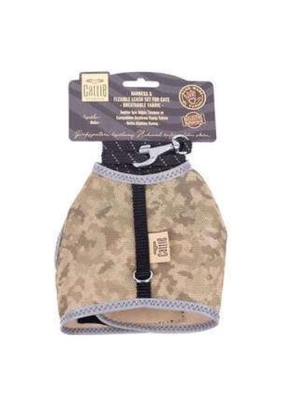 Havalı Dokuma Kedi Ve Gezdirme Tasması Large Kamuflaj 1,5x30-40 Cm