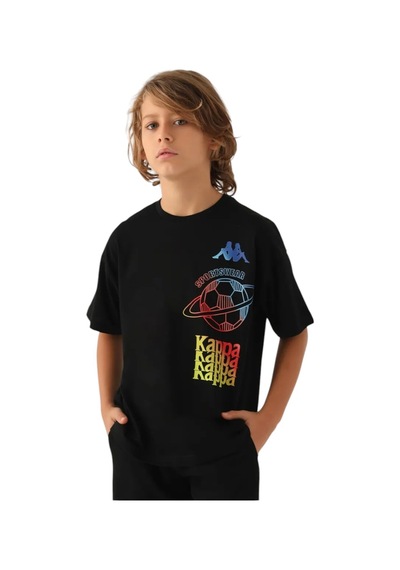 Kappa Authentic Cayden Erkek Çocuk Antrasit Regular Fit Tişört SIYAH