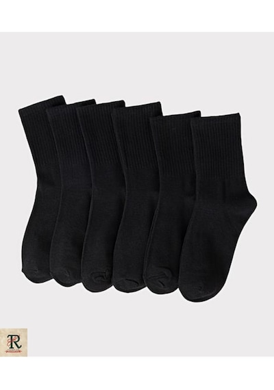Trampler 6'Lı Düz Tenis Kolej Çorap Unisex Çorap Siyah