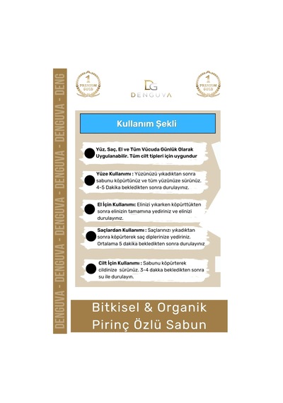 %100 Doğal Güzel Kokulu El Yüz Saç Vücut Cilt Orijinal Bitkisel Pirinç Özlü Sabunu 120g - 5 Adet
