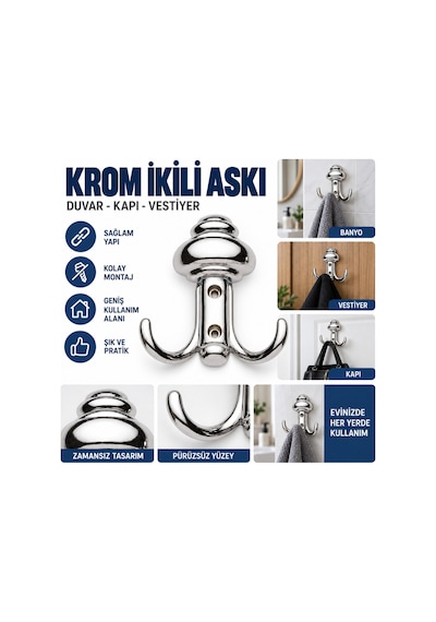 Vestiyer Askısı Parlak Metal Gri - 922682034 Gri