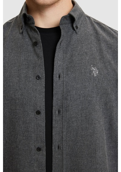 U.S. Polo Assn. Erkek Siyahslim Fit Uzun Kollu Basic Gömlek 50332397-vr046 Siyah