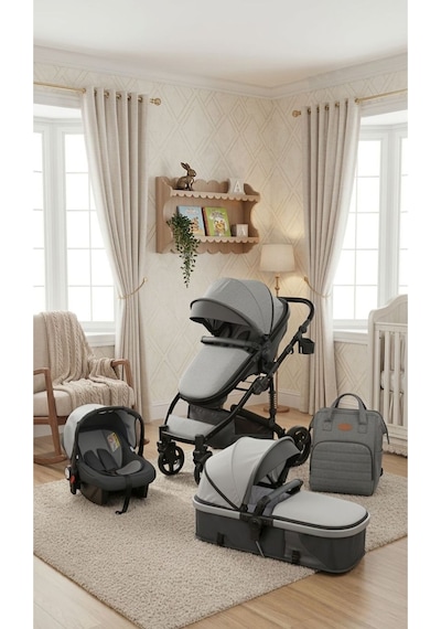 Lüks 4 Ü 1 Arada Travel Sistem Bebek Arabası Seti Portbebe, Ana Kucağı, Çanta,