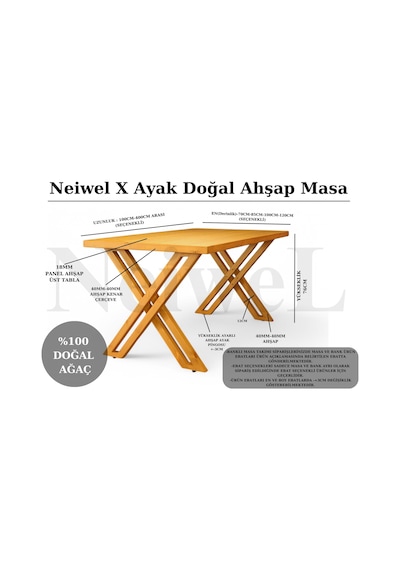 Neiwel Tia Doğal Ahşap Mutfak Ve Yemek Masası-80-100 Açık Ceviz