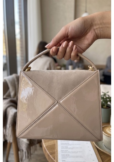 Vellamour Krem Bej Parlak Geometrik Desenli Kadın Omuz Çantası Minimal & Şık Tasarım Bej B73