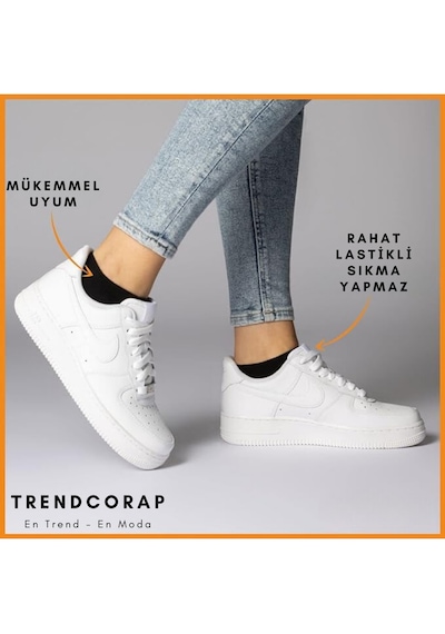 Trendcorap Premium Bambu Erkek Sneaker Görünmez Bilekte Spor Çorap 10 Lu Özel Kutu Siyah