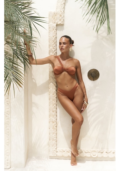 Mai Collection Mai Studios Co. Balisya Tek Omuz Asimetrik Kiremit Bikini Üstü Kiremit