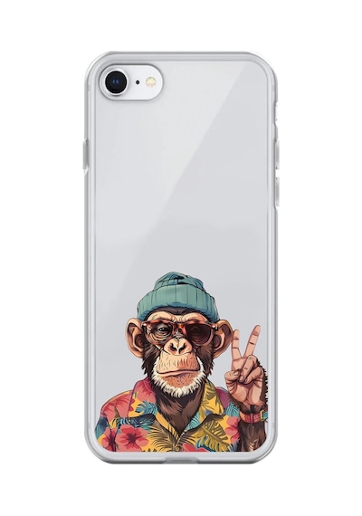 Apple Uyumlu iPhone 7 Şeffaf Kılıf Cool Maymun Tasarımlı