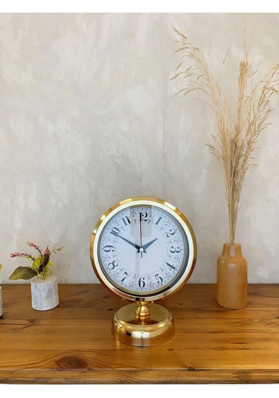 Gold Metal Desenli Masa Saati 25 20 Cm Renkli