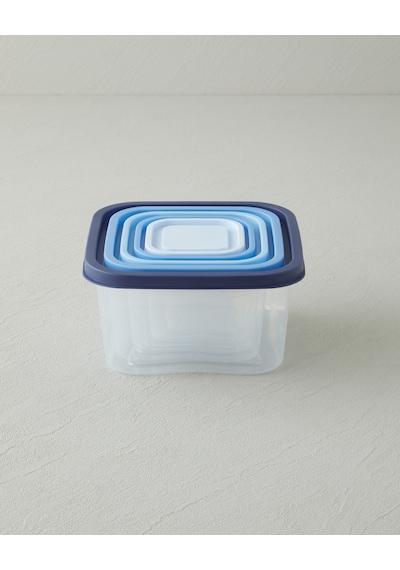 English Home Keep Me Plastik 5'li Saklama Kabı 160-300-500-885-1500 Ml Mavi