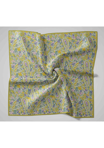Silk Home Twill İpek Eşarp 11478-38 Sisli Yeşil, Sarı, Taş, Eflatun, Pembe