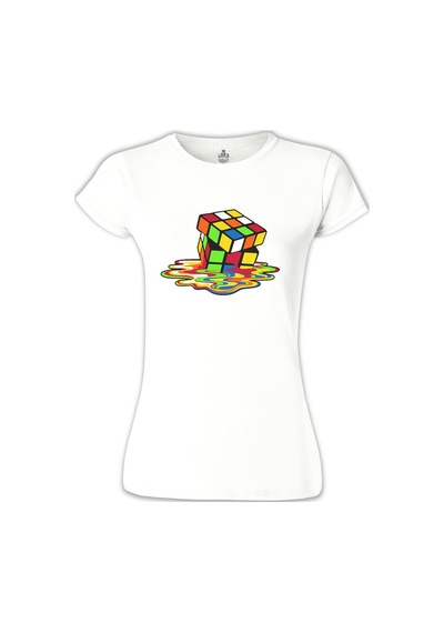 Color Cubes Beyaz Kadın Tshirt 001