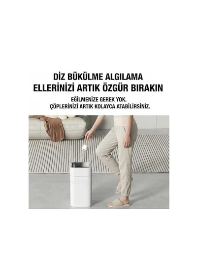 Otomatik Hareket Sensörlü Çöp Kovası, Banyo Çöp Kovası, Çocuk Odası Çöp Sepeti, Çöp Kutusu, 2 Adet 1.5 V Aa Pil, Piller Pakete Dahil Değildir 9 Litre - 15x22x32 Cm