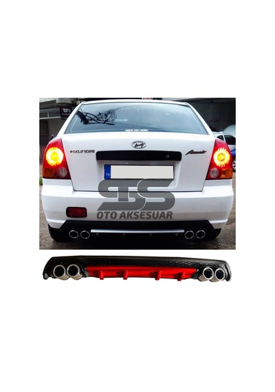 Hyundai Accent Admire Difüzör Arka Tampon Eki 4 Egzoz Çıkışlı Kır