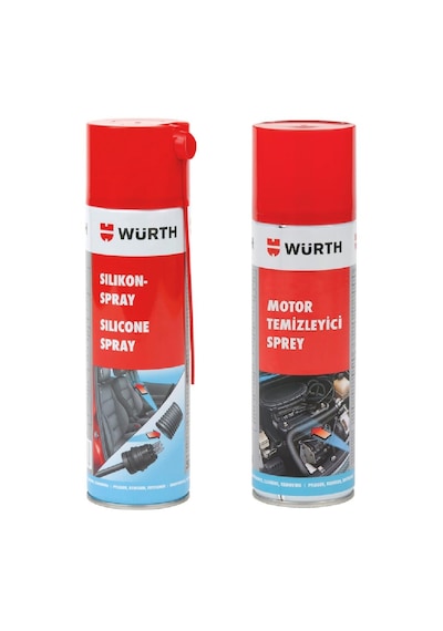 Würth Motor Temizleyici Sprey 500 ML + Silikon Sprey 500 ML
