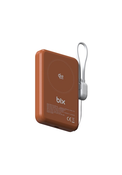 Bix Pb121 Qi2.2 Sertifikalı 25w Kablosuz Magsafe 10000mah Ultra Korumalı Powerbank Dahili Usb-c Kablolu Turuncu