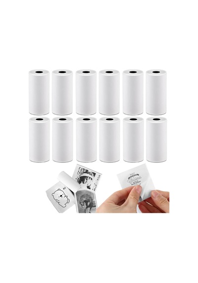 Katlanabilir Termal Yazıcı Kağıdı - 12 Adet Beyaz Termal Yazıcı Etiket Rulosu, 50mm X 3.5 Metre Kağıt Ölçüs Genel