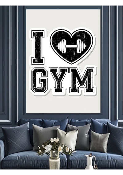 Ahşap Tablo Kalp Şeklinde Dambıl Fitness Yazısı Hayvan Tabloları